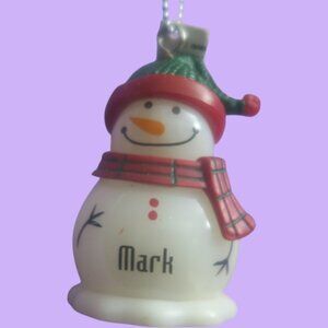 Ganz personalized light-up blinking cute snowman "Mark" white, red and green OS